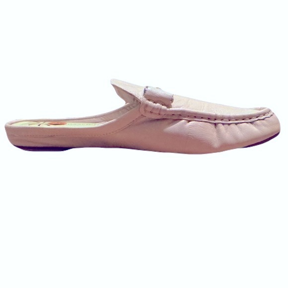 Isaac Mizrahi Live! Leather Mule Moccasins Rose/Pink with Gold Hardwear Size 8.5 - Picture 7 of 9